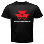 Uus Massey Ferguson Tractor Agriculture Logo Must Unisex T-s&auml;rk S