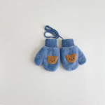 1 paar Beebi villaseid labakindaid Kawaii Doll Bear kindad v&auml;ikelapsele poisile t&uuml;drukule, soojad &otilde;uesuusatamise s&uuml;gistalvised kindad vanuses 1 kuni 4 aastat sinine