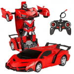 Elektriline RC auto 2 in 1 Transformation Robotid Spordis&otilde;idukimudel Robotid Poisid M&auml;nguasjad Kaugjuhtimispult Lahedad RC deformatsiooniautod Lastele M&auml;nguasjad Kingitused punane