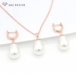 Moe imitatsiooniga p&auml;rlid Vesitilgad K&otilde;rvar&otilde;ngad Ehete Komplektid Naistele Pulmapidu Roosikulda v&auml;rvi ripats kaelakee