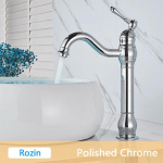 Rozini antiikne messingist valamusegisti 5 v&auml;rvi tekile paigaldatav &uuml;he k&auml;epidemega vannitoakraana pika tilaga tualettruumi kraanikauss kuuma k&uuml;lma segisti kraan tall