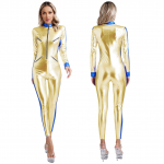 Naised Spacemen Rompers Sexy Bodycon Bodycon T&auml;ispikk Jumpsuit Astronaut Roll Play Rave Catsuit &ouml;&ouml;klubi Disco Party Pole Dance S kuld