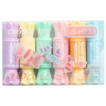 6 tk Mini Candy Shape Color Highlighter Marker Pliiats Kahepoolne Paks peen fluorestseeruv vooderdis joonis