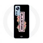 Coque pour Xiaomi Mi 12 / 12X Blackpink Groupe de K-pop Logo Noir Rose Fond Noir