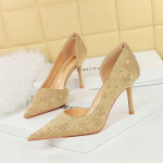 Naiste mood bankett K&otilde;rged kontsad &Otilde;hukesed kontsad Madala suuga terava otsaga k&uuml;lgmised &otilde;&otilde;nsad teemantkingad 34 roheline