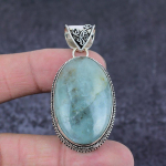 Natural Aquamarine Gemstone Handmade 925 Sterling Silver Gift Pendant 2.17 i1z28