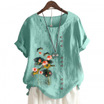 Trendikas tr&uuml;kitud puuvillane T-s&auml;rk naistele, saadaval 11 erksas v&auml;rvitoonis S j&auml;rve sinine v&auml;rv