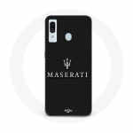 Coque Maniacase pour Samsung Galaxy A30 maserati blanc fond carbonne