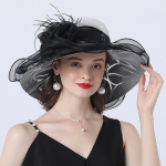 Organza karnevalim&uuml;ts naiste laia &auml;&auml;rega Kentucky Derby m&uuml;tsid naistele, v&otilde;rksulelilledega Wedding Bride Church Fedora S（54-56cm） must