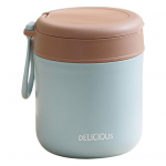 Roostevabast terasest 430 ml lekkekindel supitass, kaasaskantav koos lusikaga Breafast Cup &otilde;pilastarvetega sinine