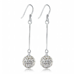 Naiste vintage Korea mood armas elegantne 925 h&otilde;betatud allergiavastane lihtne pikk konksuga k&otilde;rvar&otilde;ngad naiste k&otilde;rva ehted j&otilde;ulukink Crystal Ball Size:8mm h&otilde;be