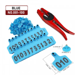 1-100 veise k&otilde;rvam&auml;rgid kariloomade veiste marker aplikaator loomade identifitseerimise k&otilde;rvam&auml;rgid lammastele vasikatele lehmadele k&otilde;rvam&auml;rgi tangid Blue with Plier