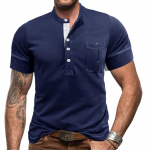 Klassikalised meeste Henley s&auml;rgid vabaaja treeningu l&uuml;hikeste varrukatega n&ouml;&ouml;biga T-s&auml;rk taskuga Summer Slim Fit Kerged T-s&auml;rgid meestele Henley p&otilde;his&auml;rgid S must