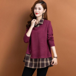 Kevad S&uuml;gis V&otilde;lts Kaks Osa Kampsun Mood S&auml;rgi Krae Ruuduline Lapit&ouml;&ouml; Kootud Pulloverid Topid Naiste Kampsun Mantel XXL fuksia