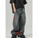 Y2K sinised teksad naistele Kvaliteetsed k&otilde;rge v&ouml;&ouml;kohaga Ameerika t&auml;nava laia s&auml;&auml;rega p&uuml;ksid Hip Hop vintage sirged 2024 suvep&uuml;ksid S sinine