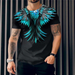 2023. aasta uus meeste T-s&auml;rk 3D Wings Print Tops T-s&auml;rgid Hip Hop l&uuml;hikeste varrukatega pullover Street Oversized T-s&auml;rk meeste suver&otilde;ivad S valge