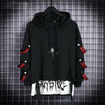 S&uuml;gisene meeste kapuutsiga dressipluus vabaaja mustad pusad Topid Techwear hiphop Harajuku lapit&ouml;&ouml;d Jaapani t&auml;navar&otilde;ivad meestele L must