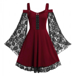 Gooti stiilis kleidid naistele Cold Shoulder Butterfly Sleeve pits Halloweeni kleit XXXXXL lilla
