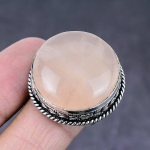 Rose Quartz Gemstone Handmade 925 Sterling Silver Gift Jewelry Ring Size 9 b6c32