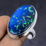 Blue Triplet Opal Gemstone 925 Sterling Silver gift Jewelry Ring Size 9 f4t94