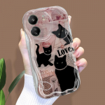 Armas koomiksimustriga kreemja tekstuuriga korpus, lainelise servaga pehme silikoonkaanega telefoni&uuml;mbris Xiaomi Redmi jaoks Xiaomi Poco M6 5G must