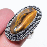 Natural Tiger Eye Gemstone Handmade 925 Sterling Silver Gift Ring Size 6 r7j70
