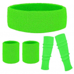 1 komplekt Sport P&otilde;lvetoed Peapael K&auml;epael Elastne Libisemisvastane Jalasoojendajad Retro 80ndate Peotantsu aksessuaarid Halloweeni Cosplay Rekvisiit fluorestseeruv roheline v&auml;rv