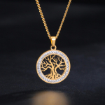 Elupuu kaelakee Moodne roostevabast terasest kaelakee Elu sugupuu &Otilde;&otilde;nes elupuu ripats Kuldne kuld