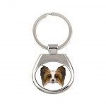 Papillon, Continental Toy Spaniel, Butterfly dog - geometric keychain with a photo and the inscription Art-Dog