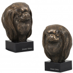 Japanese Chin, Japanese Spaniel - Dog statue, bust on stone base, sculpture, trophy for dog show by Art-Dog brand