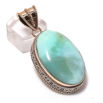 Natural Republic Larimar Gemstone Handmade Copper Jewelry Pendant 2.09 n0b75