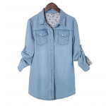 Klassikaline soliidne pikkade varrukatega keskmise pikkusega teksajakk naistele Rip Curl Cuff Sinine &otilde;huke pluus Kontorit&ouml;&ouml; Lady Spring Jean mantel XXXL helesinine v&auml;rv