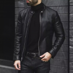 AL KHALID Mootorratta stiilne meeste nahkjakk Must ehtne lambanahast jakk XS must