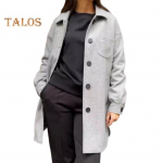 Naiste talvemantel, lahtik&auml;iv kraega taskud, puhas v&auml;rv rinnataskuga kardigan lahtiselt liibuv v&auml;lisriided termilised pikad varrukad reisimine kohtamas k&auml;imiseks talvejope M helehall v&auml;rv