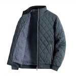 2023. aasta Slim Fit mantel, s&uuml;gistalvine Bomber-jakk, Meeste teemantmustriga fliisvoodriga vabaaja jope Meeste moer&otilde;ivad L must