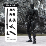 DIY 3D Mannekeen Robot Dekompressioon M&auml;nguasi Mannekeen Action Man Mitme liigesega liikuvad m&auml;nguasjad FCGJRO-7-Black
