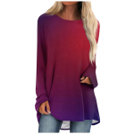 Naiste vabaajamoe lillemustriga pikkade varrukatega O-kaelusega pullover top pluus L must