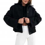 Naiste villane jakk lahtik&auml;iva kraega &uuml;hev&auml;rviline &uuml;he n&ouml;&ouml;biga mantel plisseeritud &auml;&auml;rega termiline pikkade varrukatega pendelr&otilde;ivas kohtinguteks kevad-s&uuml;gis-talve mantel S kohv