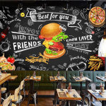 3D K&auml;sitsi Maalitud Hamburgi Tapeet Seinamaal, Kiirtoidurestorani Suupistepoe Seinamaali Plakat Hamburgeri Seinakleebis 200 cm(W) x 140 cm(H)