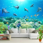 Tapeet 3D Seinamaalingud Veealune Maailm TV Taust Sein Elutuba Magamistoa Seinad Kodukaunistus 3D Tapeet 200 cm(W) x 140 cm(H)