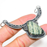 Natural Banded Green Opal Gemstone 925 Sterling Silver Pendant 2.84 v8q85