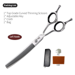 Sangelar 7-tollised professionaalsed tippklassi Jaapani 440C kalaluu ​​k&auml;&auml;rid lemmikloomade h&otilde;renemiseks m&otilde;eldud k&auml;&auml;rid koerte hooldamiseks &uuml;literasest lemmikloomade juuksek&auml;&auml;ride t&ouml;&ouml;riistad Left Hand Curve Blender