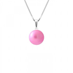 PERLINEA - Collier Perle de Culture d'Eau Douce AAA+ - Bouton 9-10 mm - Rose Fushia - Argent 925 Milli&egrave;mes - Bijoux Femme