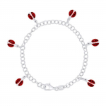 LEA &; ARTHUR - Laste k&auml;ev&otilde;ru 5 LADYBUG Charms - 925 tuhandik roodiumiga kaetud h&otilde;be - Reguleeritav pikkus - Laste ehted