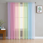 Candy Rainbow Stripes Sheer Voile kardinad elutuppa Tr&uuml;kitud t&uuml;lli aknakardin Luksuslik kodu r&otilde;du sisekujundus kardinad 1 PCS W100XH250cm&Rod Pocket