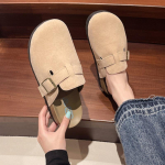 Mood S&uuml;gis Naiste Madalad Korgist Klotsid Kingad Mood Kinnise Ninaga Suede Platvormiga Sussid Naistele Vabaaja V&auml;lisjalatsid Zapatos 35 beež