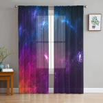 Rainbow Starlight Dreami &scaron;ifoonist l&auml;bipaistvad kardinad elutuppa magamistoa kodukaunistusteks akende h&auml;&auml;led t&uuml;llkardinad W135 x H185cm x1&Grommet Top