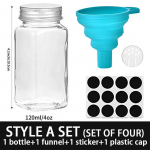 Bambusest kaanega v&uuml;rtsipurgid 4 untsi &uuml;mmargused klaasist v&uuml;rtsipurgid Minimalistlikud talumajade v&uuml;rtside sildid Kleebised Kokkupandav lehter