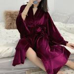 Lahtine kimono &ouml;&ouml;s&auml;rk talve uus r&uuml;&uuml; Naiste &ouml;&ouml;riided pruut pulma hommikumantel soe veluur magamisriided puhkeriided intiimpesu S roosa