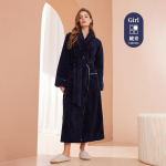 Suures suuruses meeste ja naiste s&uuml;gistalvine paks soe pehme flanellist hommikumantel Paarid Luksuslik hommikumantel pikad magamisriided XL tumesinine v&auml;rv